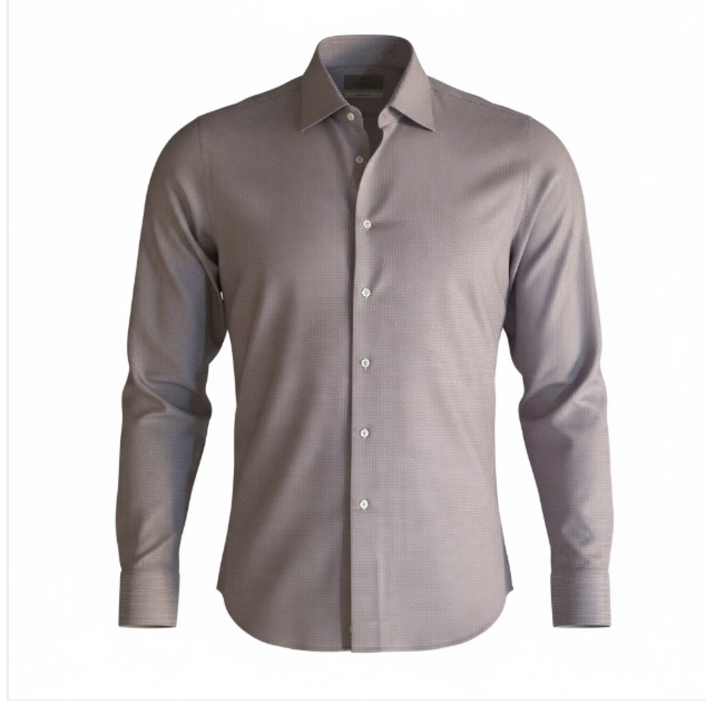 CANALI Impeccabile Burgundy Micro Pattern Dress Shirt 44/17.5 Italy Luxury